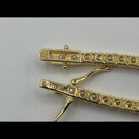 18k Yellow Gold Plated Moissanite Tennis Chain Necklace 18-24” 3mm 925 Silver - Picture 4 of 7